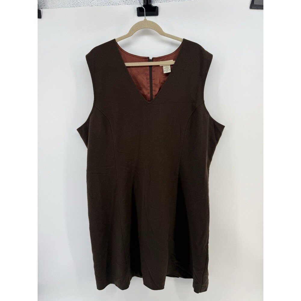 Vintage Eddie Bauer Dress Womens Brown Wool Blend Zip Pullover 90s Size XXL